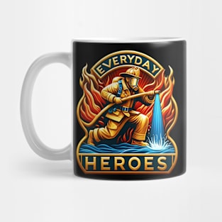 A Hero's Battle: Firefighter Taming Flames Mug